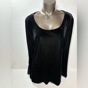 Linea Donatella Black Velvet Long Sleeve Top